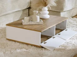 Vente-unique Mesa de centro con 2 puertas - Natural y Blanco - LOTULA Color natural claro / Blanco Hot