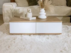 Vente-unique Mesa de centro con 2 puertas - Natural y Blanco - LOTULA Color natural claro / Blanco Hot