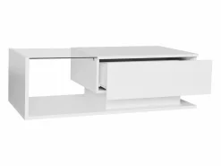 Mesa de centro con iluminación LED - con tapa de cristal y cajones -^ModernLuxe Hot