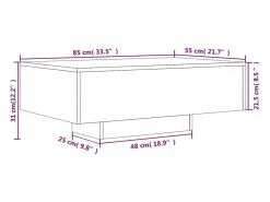 vidaxl Mesa de centro con luces LED 85x55x31 cm Negro Sale