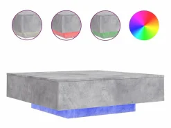 Clicnbuy Mesa de centro con luces LED hormigón 100x100x31 cm Gris Best