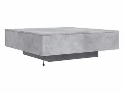 Clicnbuy Mesa de centro con luces LED hormigón 100x100x31 cm Gris Best