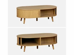 Sweeek Mesa De Centro|Mesa de centro con puertas correderas y efecto madera natural