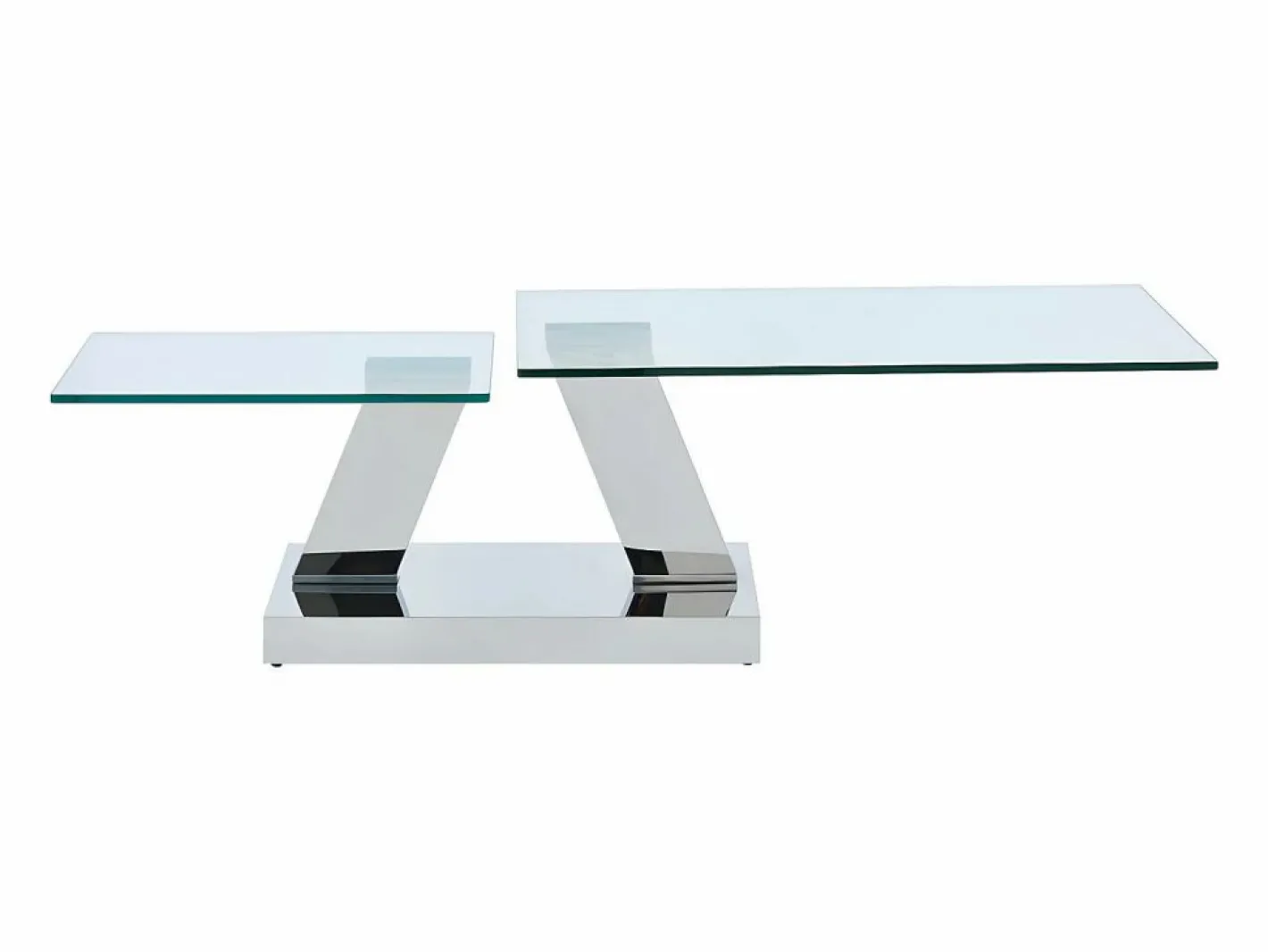 Maison Céphy Mesa De Centro|Mesa de centro con tableros giratorios - Vidrio templado y acero inoxidable - Transparente - OYRUS