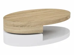 Vente-unique Mesa De Centro|Mesa de centro con tablero pivotante - MDF - Natural y blanco VITALY