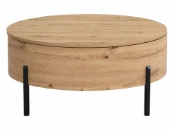 Vente-unique Mesa de centro con tablero giratorio en MDF y acero - Natural - YEMELIA Color natural claro Discount