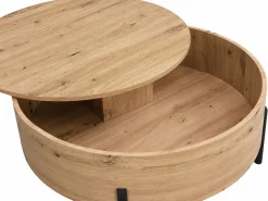 Vente-unique Mesa de centro con tablero giratorio en MDF y acero - Natural - YEMELIA Color natural claro Discount