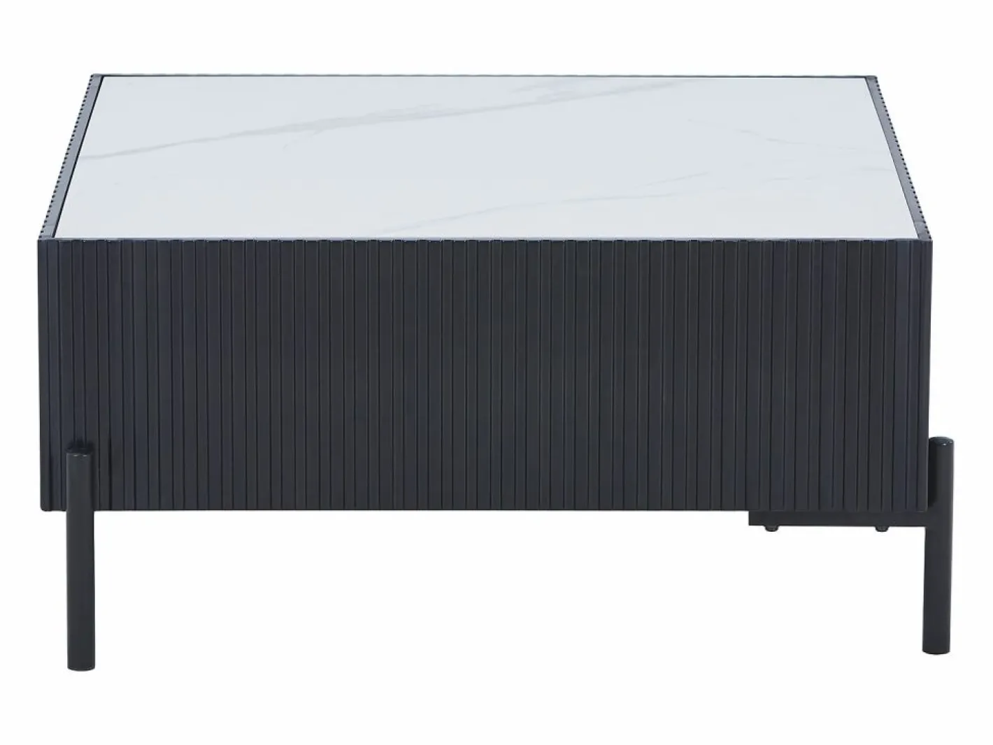 Vente-unique Mesa de centro de cerámica, MDF y metal - Negro y blanco - CYNDORA Negro / Blanco Sale