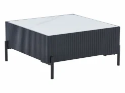Vente-unique Mesa de centro de cerámica, MDF y metal - Negro y blanco - CYNDORA Negro / Blanco Sale