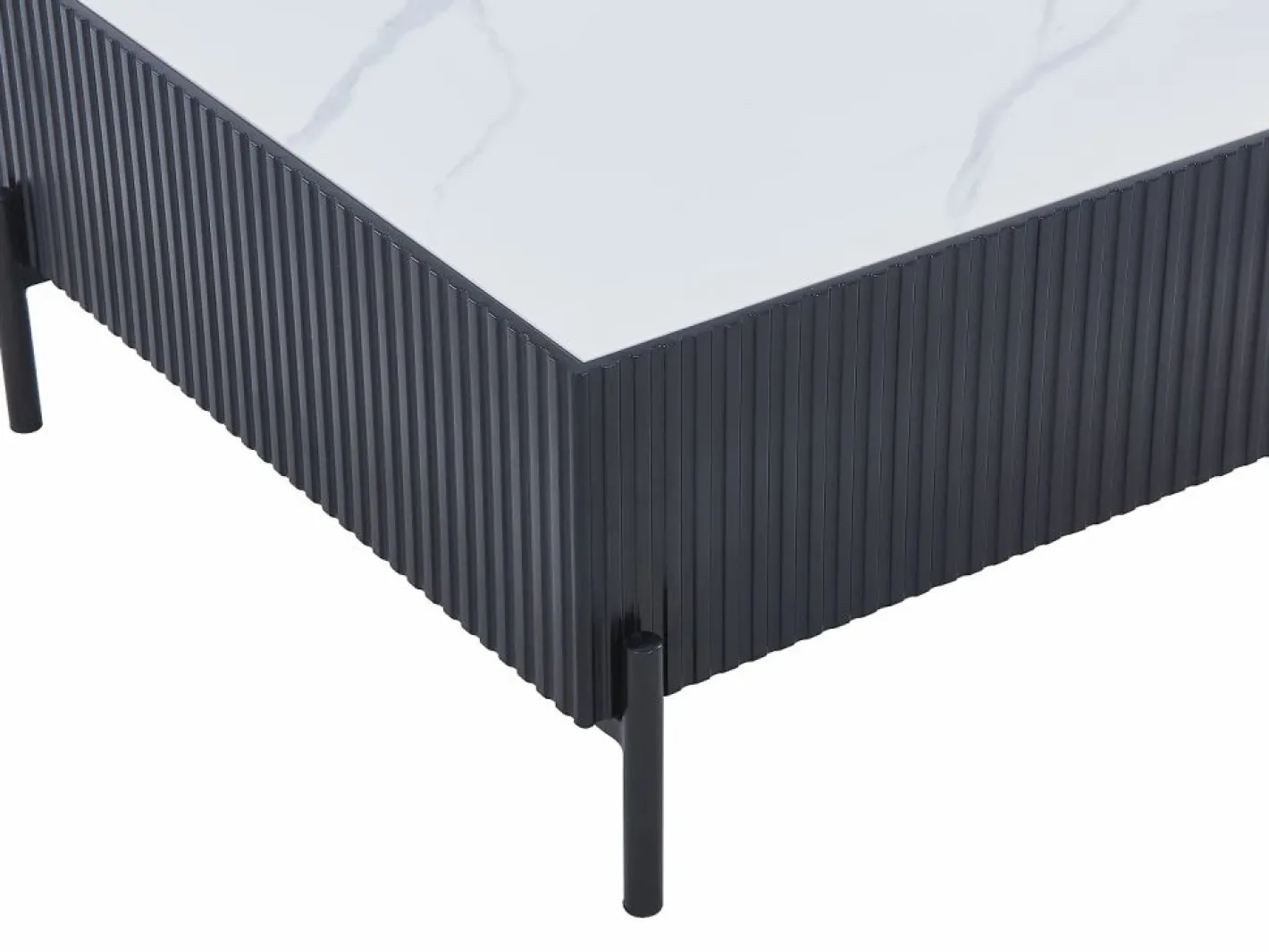 Vente-unique Mesa de centro de cerámica, MDF y metal - Negro y blanco - CYNDORA Negro / Blanco Sale