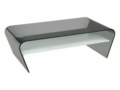 Mesa de centro de cristal templado negro y blanco KELLY^Vente-unique