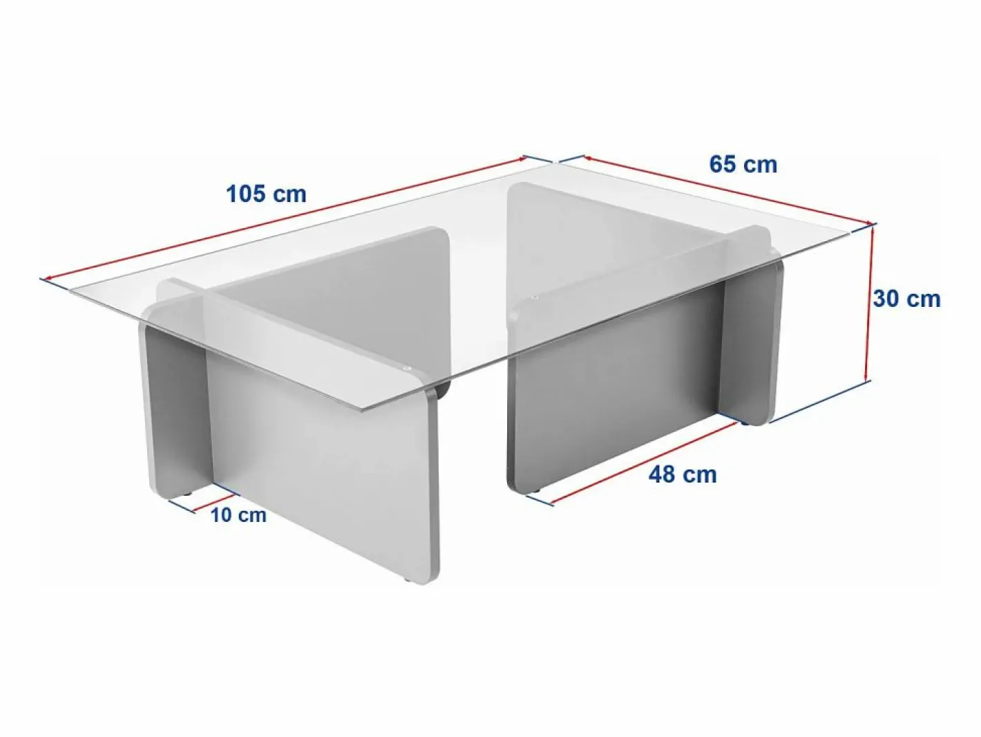 Vente-unique Mesa de centro de cristal templado - Efecto travertino beige y transparente - AZRA Transparente / Beige Outlet