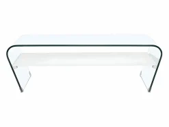 Vente-unique Mesa de centro de cristal templado blanco KELLY - Barato Transparente / Blanco Sale