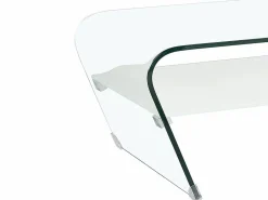 Vente-unique Mesa de centro de cristal templado blanco KELLY - Barato Transparente / Blanco Sale