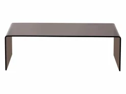 Mesa de centro de cristal templado curvado - Marrón - ALONZO^Vente-unique Discount