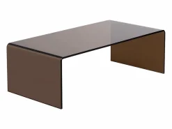 Mesa de centro de cristal templado curvado - Marrón - ALONZO^Vente-unique Discount