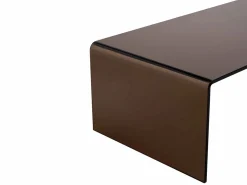 Mesa de centro de cristal templado curvado - Marrón - ALONZO^Vente-unique Discount