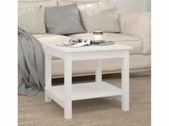 Clicnbuy Mesa de centro de madera maciza de pino blanca 50x50x45 cm Blanco Clearance