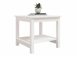 Clicnbuy Mesa de centro de madera maciza de pino blanca 50x50x45 cm Blanco Clearance