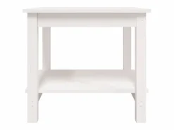Clicnbuy Mesa de centro de madera maciza de pino blanca 50x50x45 cm Blanco Clearance