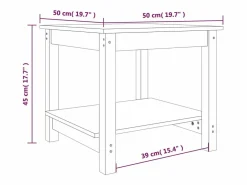Clicnbuy Mesa de centro de madera maciza de pino blanca 50x50x45 cm Blanco Clearance