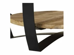 vidaxl Mesa de centro de madera de mango rugosa 65x32 cm Color natural claro Hot