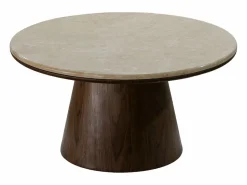 Vente-unique Mesa De Centro|Mesa de centro de mármol y chapa de nogal - Beige y natural oscuro - SADURA