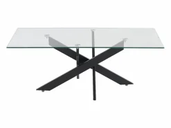 Mesa de centro de vidrio templado y metal negro - Transparente - COSIMA^Vente-unique