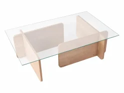 Mesa de centro de vidrio templado - Natural claro y Transparente - AZRA^Vente-unique Best