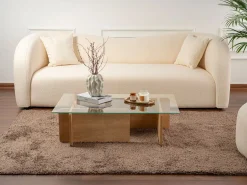 Mesa de centro de vidrio templado - Natural claro y Transparente - AZRA^Vente-unique Best