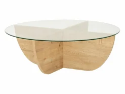 Mesa de centro de vidrio templado AYSUN - Natural, transparente y transparente^Vente-unique Sale