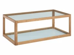 Mesa de centro de vidrio templado y roble - Transparente y Natural - ZUNARIL^Vente-unique Clearance