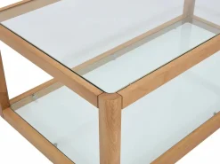 Mesa de centro de vidrio templado y roble - Transparente y Natural - ZUNARIL^Vente-unique Clearance