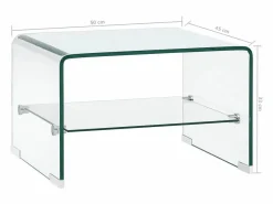 vidaxl Mesa de centro de vidrio templado 50x45x33 cm Transparente Clearance