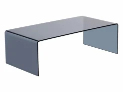 Vente-unique Mesa de centro de vidrio templado curvado y ahumado - Negro - ALONZO Transparente / Negro Sale