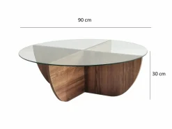 Vente-unique Mesa De Centro|Mesa de centro de vidrio templado AYSUN - Natural oscuro y transparente