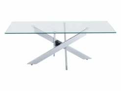 Vente-unique Mesa De Centro|Mesa de centro de vidrio templado y metal cromado - Transparente - COSIMA