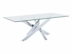 Vente-unique Mesa De Centro|Mesa de centro de vidrio templado y metal cromado - Transparente - COSIMA