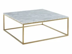 Vente-unique Mesa De Centro|Mesa de centro design - Mármol y metal - Blanco y Dorado - ARETHA