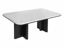 Vente-unique Mesa De Centro|Mesa de centro en mármol y chapa de fresno - Blanco y negro - ZANESKA