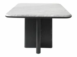 Vente-unique Mesa De Centro|Mesa de centro en mármol y chapa de fresno - Blanco y negro - ZANESKA