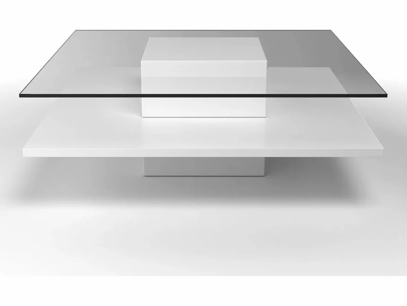 Vente-unique Mesa De Centro|Mesa de centro ISANIA - Cristal templado y MDF blanco