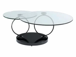 Mesa de centro JOLINE con tableros giratorios - Vidrio templado - Negro^Maison Céphy Sale
