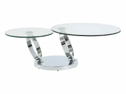 Maison Céphy Mesa De Centro|Mesa de centro JOLINE con estantes giratorios - Vidrio templado