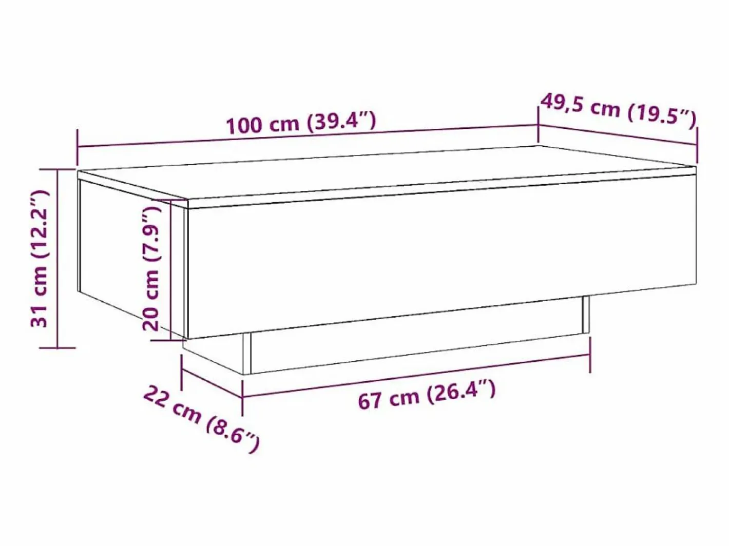 vidaxl Mesa de centro madera de ingeniería roble Sonoma 100x49,5x31 cm Color natural claro Discount