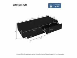 Hauss Spole Mesa de centro moderna lacada de alto brillo con iluminación LED y 2 cajones - Negro Sale