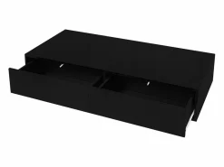 Hauss Spole Mesa de centro moderna lacada de alto brillo con iluminación LED y 2 cajones - Negro Sale