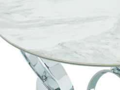 Mesa de centro modular de vidrio templado, cerámica y metal - Efecto mármol blanco - JOLINE^Maison Céphy Outlet