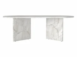 Vente-unique Mesa de centro ovalada - Color: Efecto mármol - TOPANIA Blanco Online