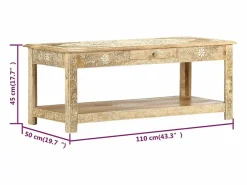Mesa de centro pintada a mano madera maciza mango 110x50x45 cm^Clicnbuy Outlet